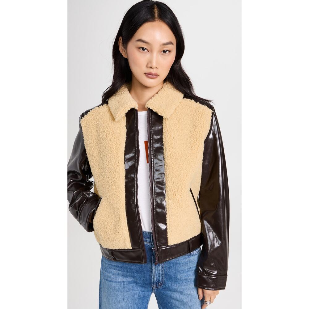 MOTHER Teddy Jacket in Cream and Brown
